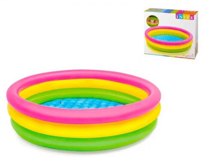 Intex Бассейн 57412 NP "Радуга" (6) 3 кольца, размером 114х25см, объем: 136л, вес: 1,2кг, от 3 до 6 лет.