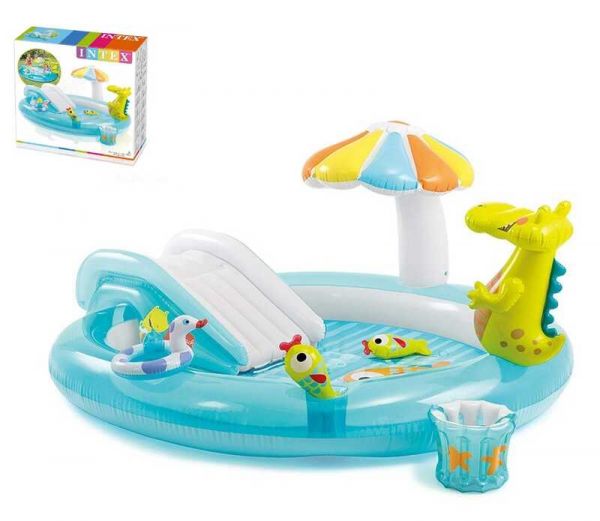 Intex Игровой центр 57165 NP "Аллигатор" (3) от 2 лет, 160л, распылитель, горка, 201х170х84см, в коробке.