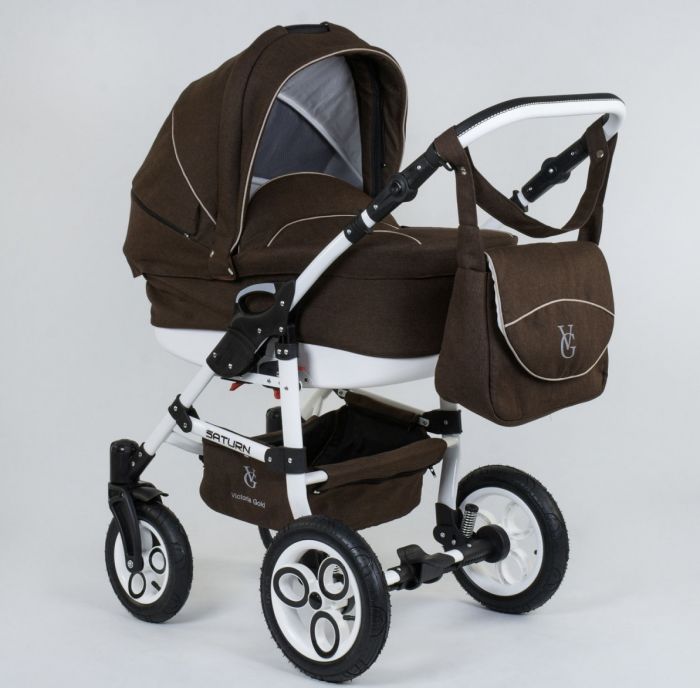 Универсальная коляска Saturn (56060) с белой рамой.