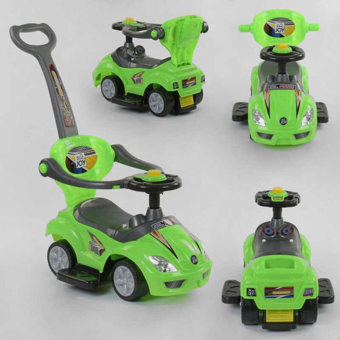 Автомобиль-толокарь JOY Зеленый (2027 - G) с родительской ручкой