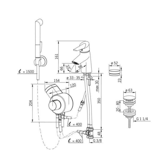 Смеситель для раковины термостатический с воронкой Oras Optima 2705F