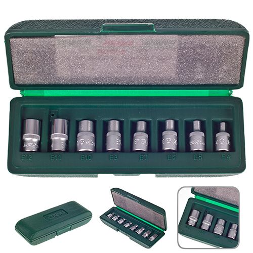 Набір торц головок зовнішній торкс 1/4", Е4-Е12, 8 предм (26410-8) HANS (26410-8)