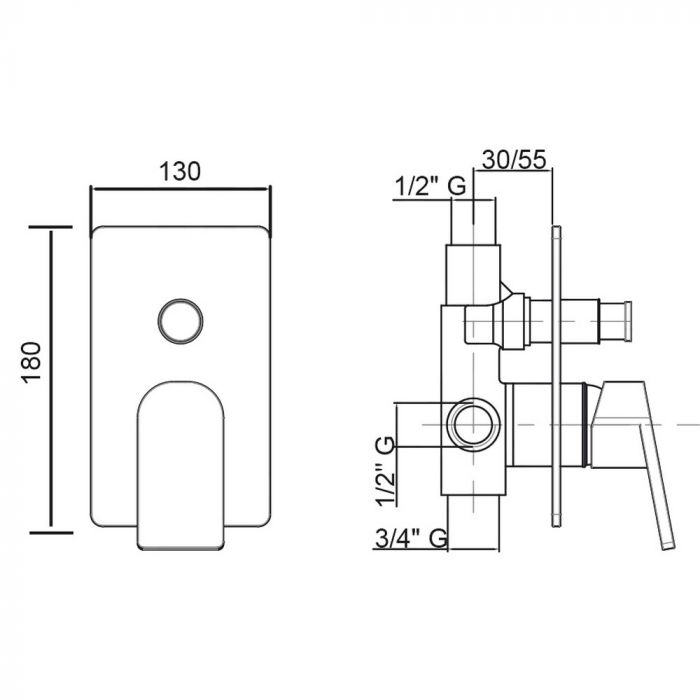 Смеситель скрытого монтажа для душа Bianchi Freedom INDFRE2010CRM для двух потребителей