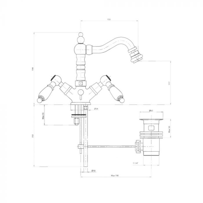 Смеситель для биде Bianchi First BIDFRS1037026IAORO с донным клапаном