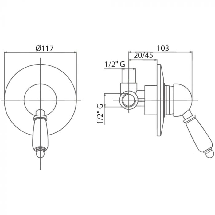 Смеситель скрытого монтажа Bianchi Retro INDRTR2007ORO