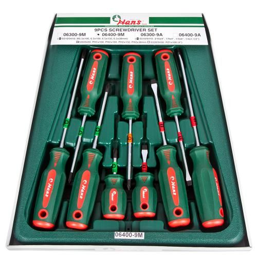 Набор отверток шлиц и крест 9 предметов (06400-9M) HANS