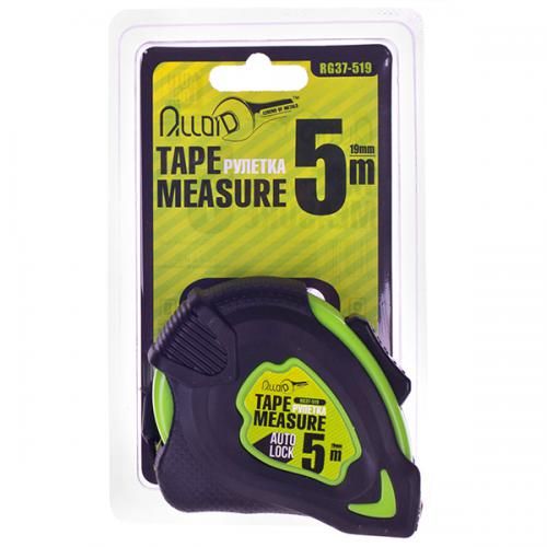 Рулетка з автостопом полотна 5 м/19 мм Alloid