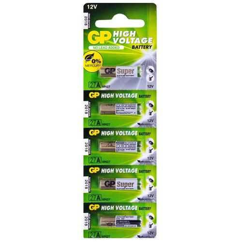 Батарейка GP ALKALINE 12,0V 27A-U5 щелочная, A27, MN27 для ПУ (4891199011504)