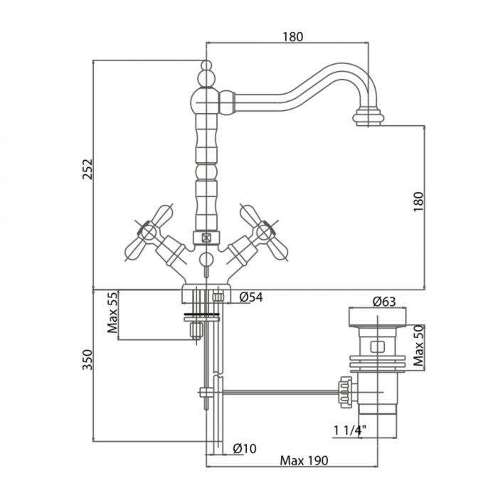 Смеситель для раковины Bianchi Old England LVBOLE1040IACRM с донным клапаном