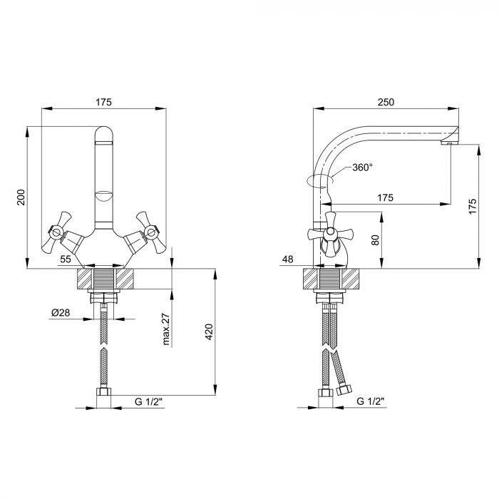 Смеситель для кухни Wal 427CR-251-01KZ