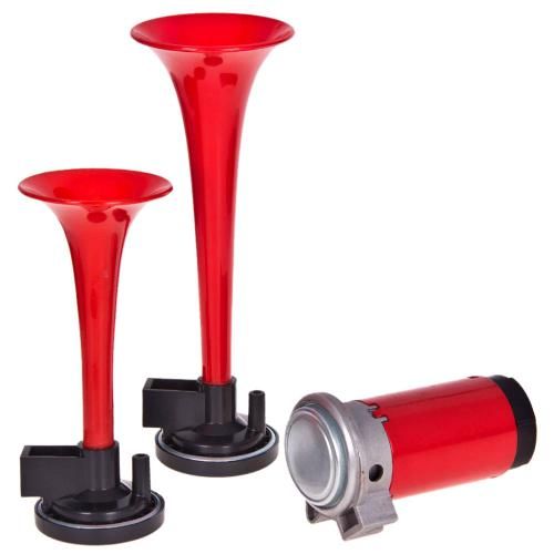 Сигнал повітряний CA-10720/Еlephant/2-дудки пластик,червоний 12V/165мм,215мм