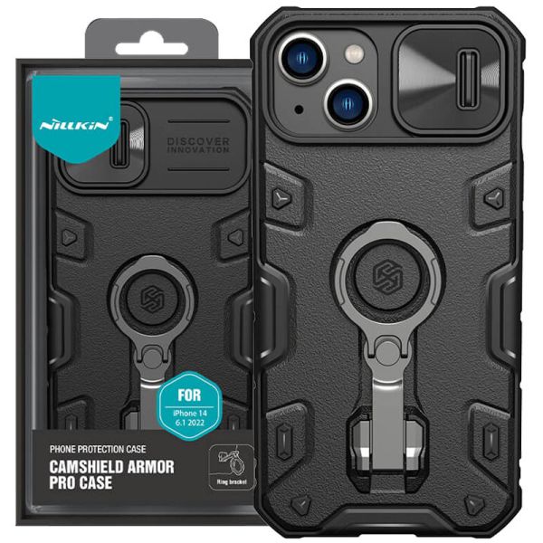 TPU+PC чехол Nillkin CamShield Armor Pro logo (шторка на камеру) для Apple iPhone 14 / 13 (6.1")