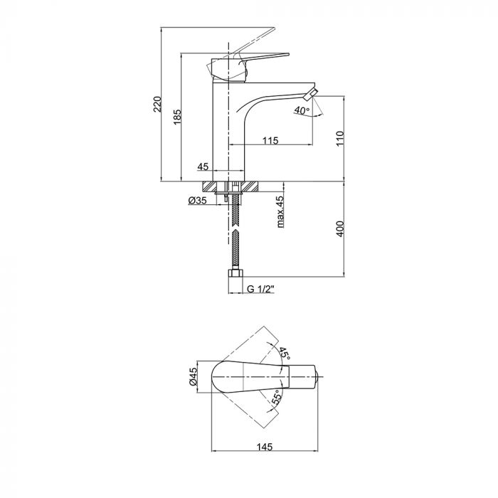 Смеситель для раковины Lidz (CRM) 40 87 001-2