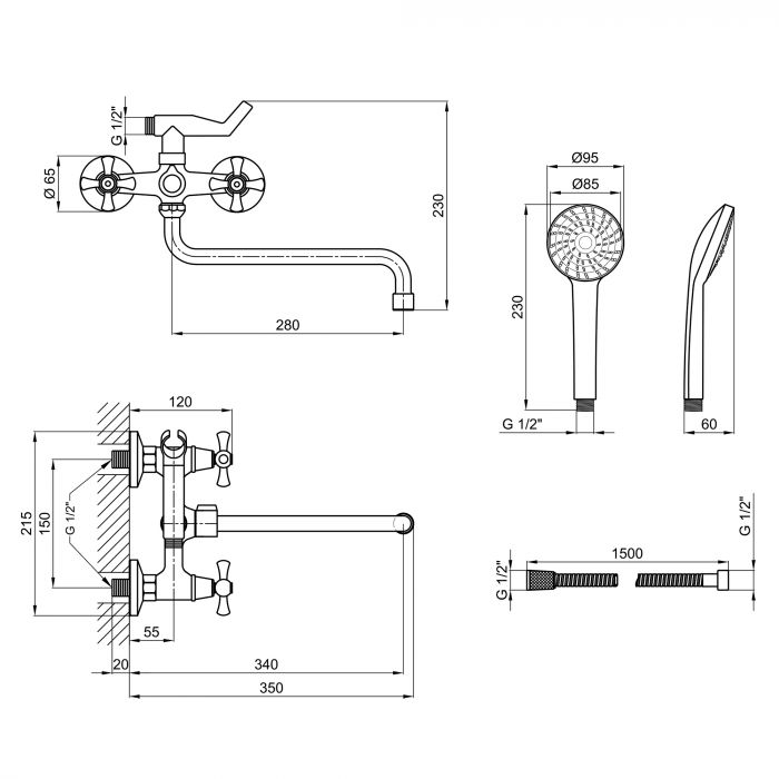 Смеситель для ванны Lidz (CRM) 75 21 140S New