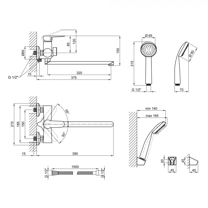 Смеситель для ванны Lidz (CRM) 14 34 005-1 New