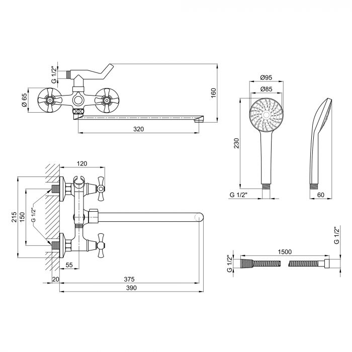 Смеситель для ванны Lidz (CRM) 75 21 140