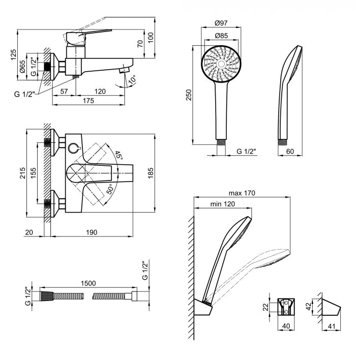 Смеситель для ванны Lidz (CRM) 40 87 006-1 New