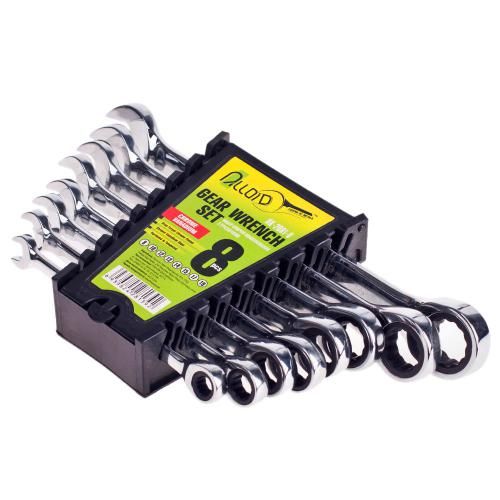 Набор ключей комбинированных трещоточных 8 предметов, 8-19мм Alloid