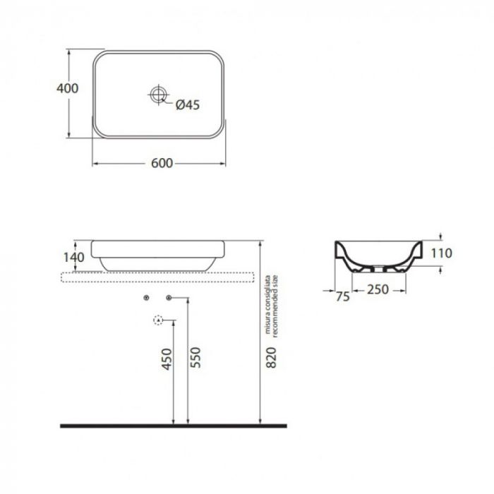Раковина-чаша Azzurra Tulip ESO60B1