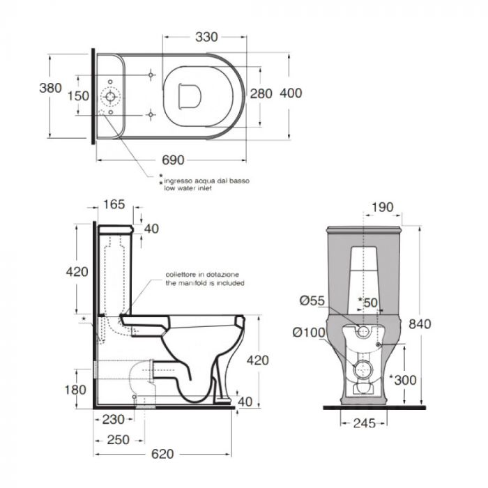 Бачок для унитаза Azzurra Charme CHA400B1MBL