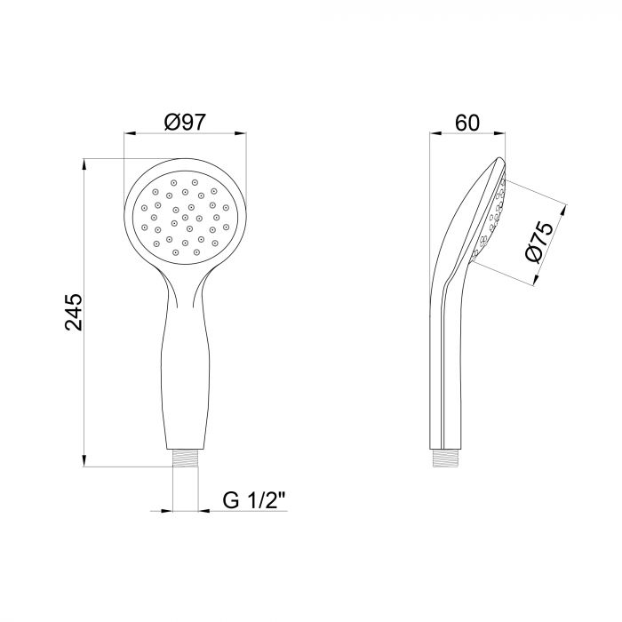 Лейка для ручного душа Qtap Rucni 97 мм округлая QT02L Chrome