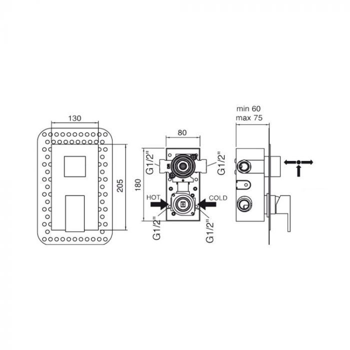 Смеситель скрытого монтажа Bianchi Jump INDJUM2303065CRM для двух потребителей