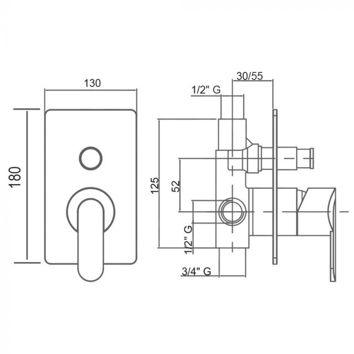 Смеситель скрытого монтажа для душа Bianchi Dream INDDRM2010CRM для двух потребителей