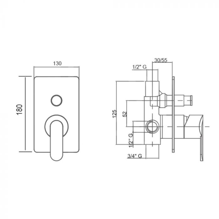 Смеситель скрытого монтажа для душа Bianchi Heaven INDHEV2010CRM для двух потребителей