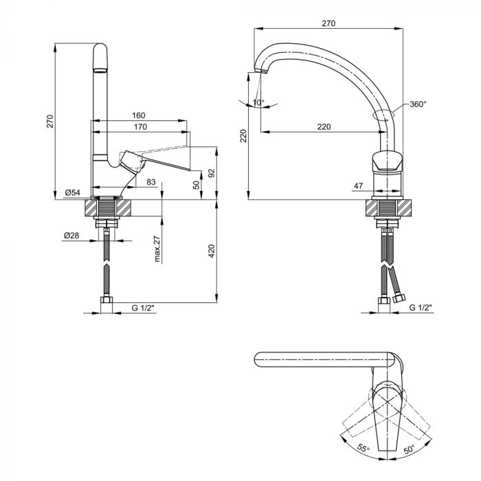 Смеситель для кухни Lidz (CRM) 40 87 007F 3