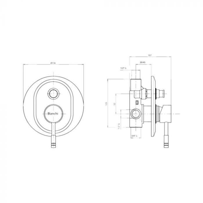 Смеситель скрытого монтажа для душа Bianchi Mody INDMDY2010CRM для двух потребителей