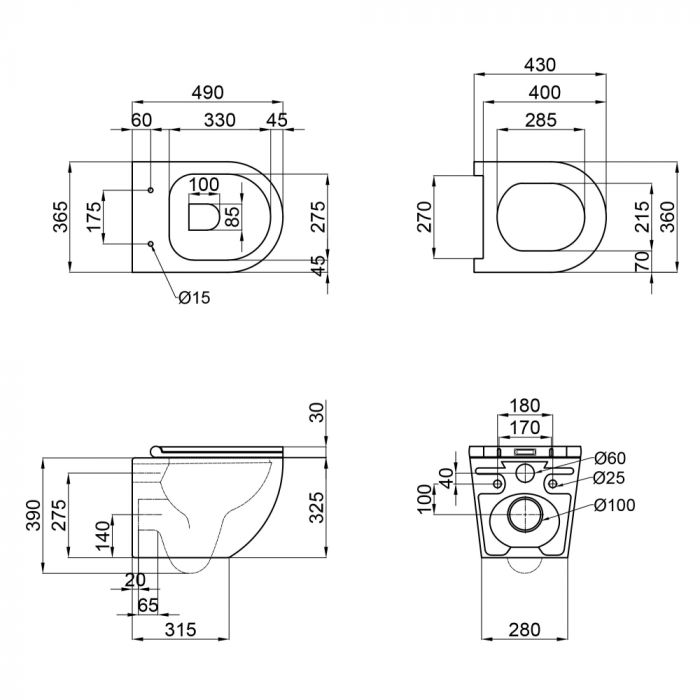 Унитаз подвесной Qtap Robin Mew безобедочный с сиденьем Soft-close QT1333046ENRW