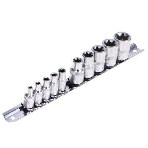 Набор торцевых головок наружный торкс 1/4"-3/8"DR Е4-Е18, 10предм (5610E) HANS