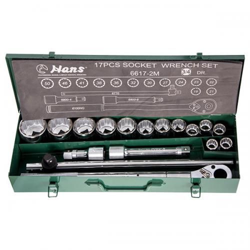 Набор торцевых головок 3/4"DR 19-50мм,12ган., 17 предм (6617-2M 12PT) HANS (6617-2M 12PT)