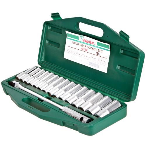 Набор глубоких головок 1/2" 16 пр (10,11,12,13,14,15,16,17,18,19,20,21,22,23,24) (4615M) HANS