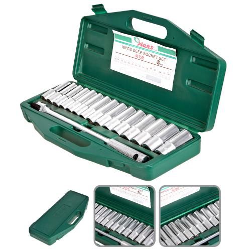 Набор глубоких головок 1/2" 16 пр (10,11,12,13,14,15,16,17,18,19,20,21,22,23,24) (4615M) HANS
