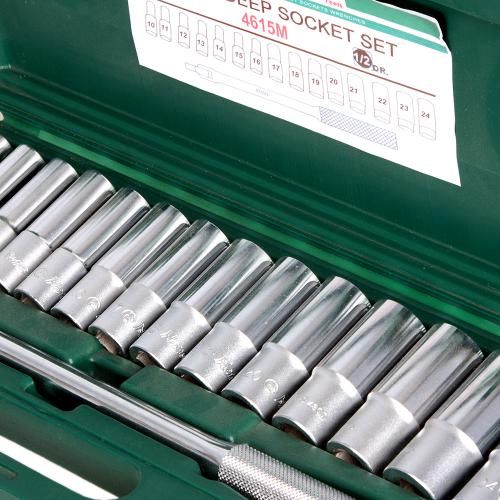 Набор глубоких головок 1/2" 16 пр (10,11,12,13,14,15,16,17,18,19,20,21,22,23,24) (4615M) HANS