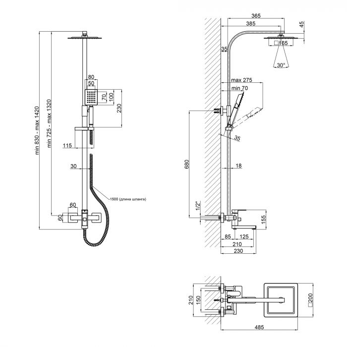 Душевая система Lidz (NKS) 10 30 1005