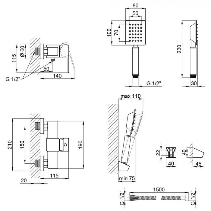 Смеситель для душа Wal 123NG-PLATZ400