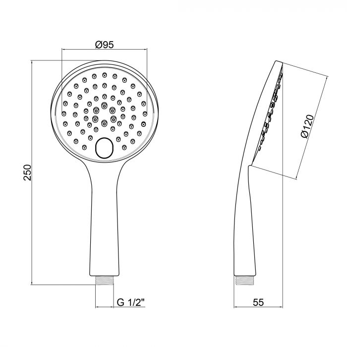 Лейка для ручного душа Qtap Rucni 120 мм округлая QT09L Chrome