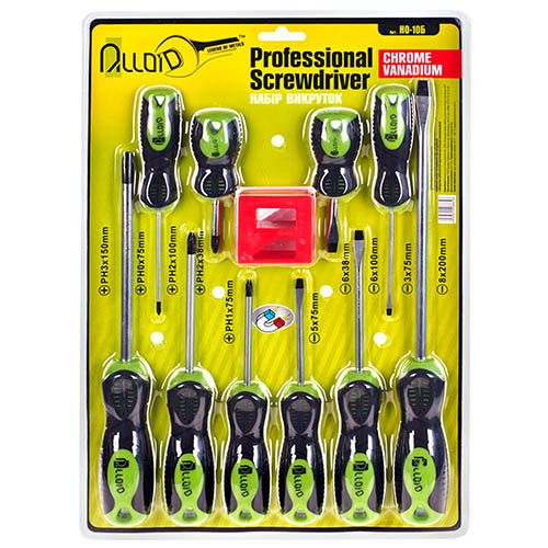 Набор отверток крест и шлиц, 10 предм Alloid