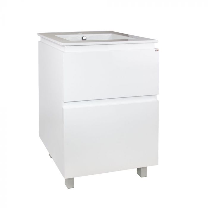 Комплект Qtap Albatross 605х825х460 White напольная тумба + раковина врезная QT0171TN600D3060CW