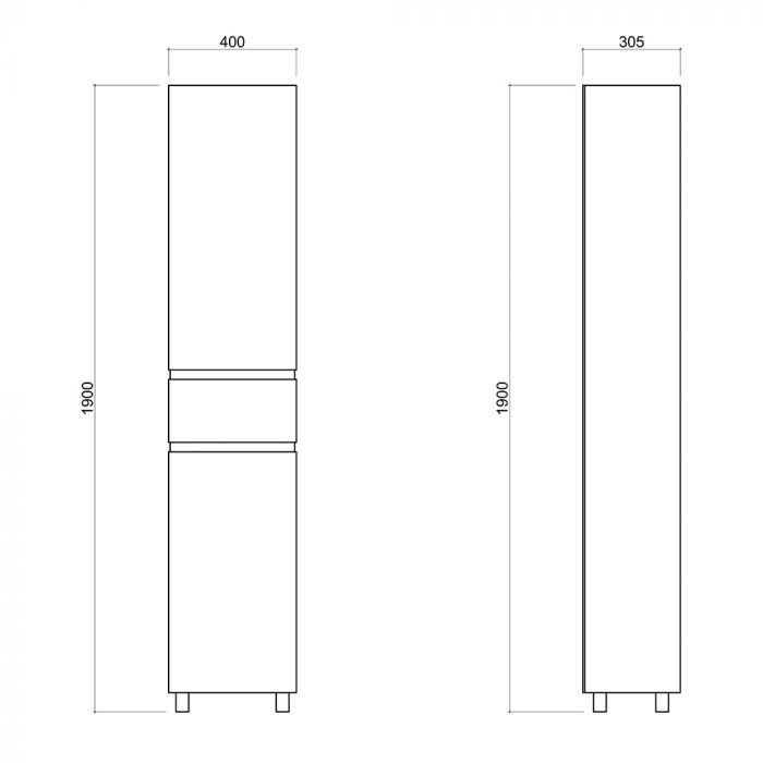 Пенал напольный Qtap Albatross 400х1900х305 White QT0175PN1900DRW