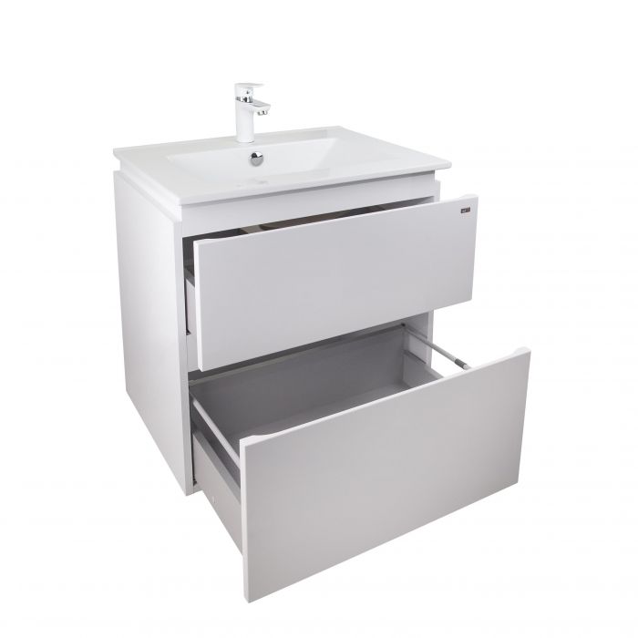 Комплект Qtap Albatross 605х725х460 White тумба подвесная+врезная раковина QT0172TP600D3060CW