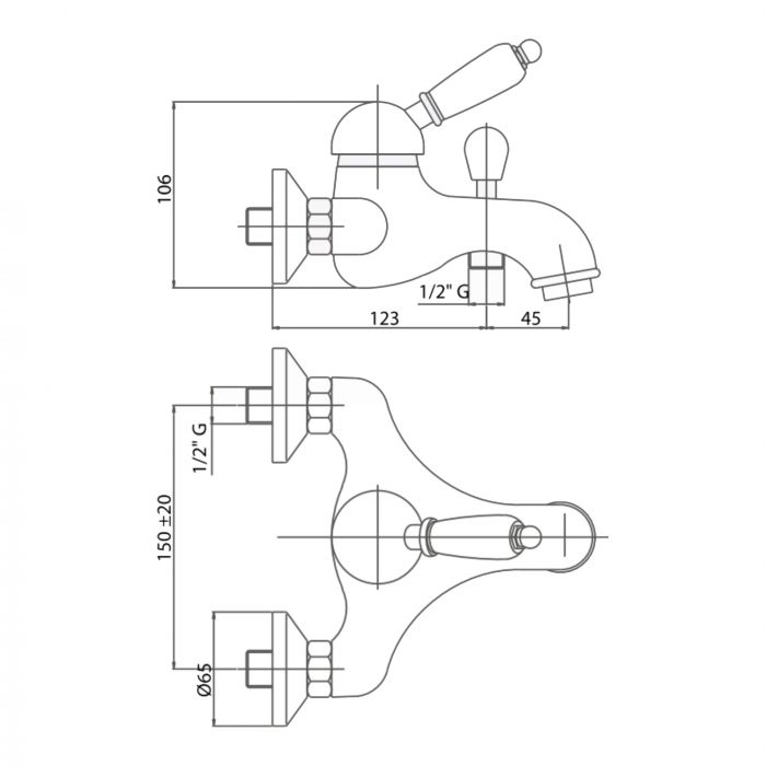 Смеситель для ванны Bianchi Elite VSCELT2004030SKCRM