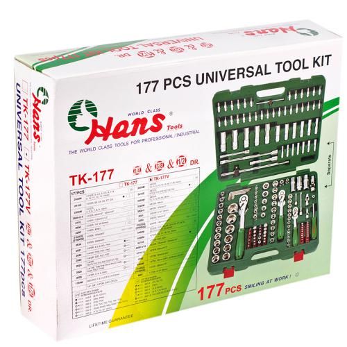 Набор инструмента 177 предметов 1/4", 3/8", 1/2" (ТК-177V) HANS (ТК-177V/TK-177)