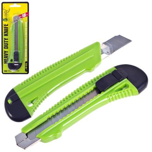 Нож пластиковый усиленный с выдвижным сегментом лезвием 18мм Alloid (НП-1838)