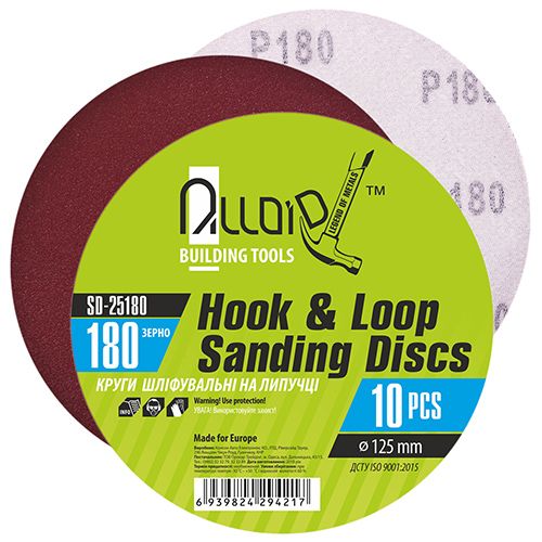 Круг шлифовальный на липучке 125 мм, зерно 180 (10 шт.) Alloid