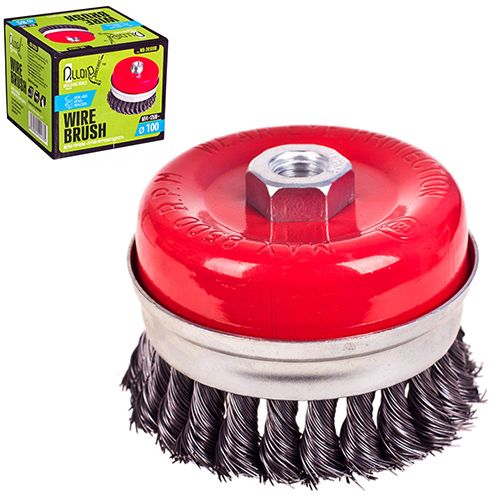 Щетка торцевая усиленная "пучки крученой проволоки" 100мм, М14х2 Alloid (WB-20100U)