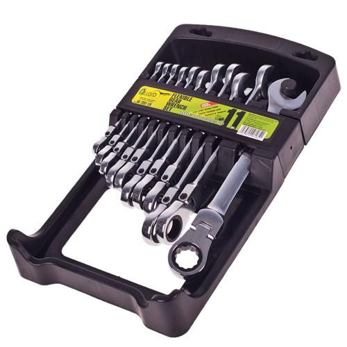 Набор ключей комбинированных трещоточный и карданом 11 предметов, 8-19мм Alloid