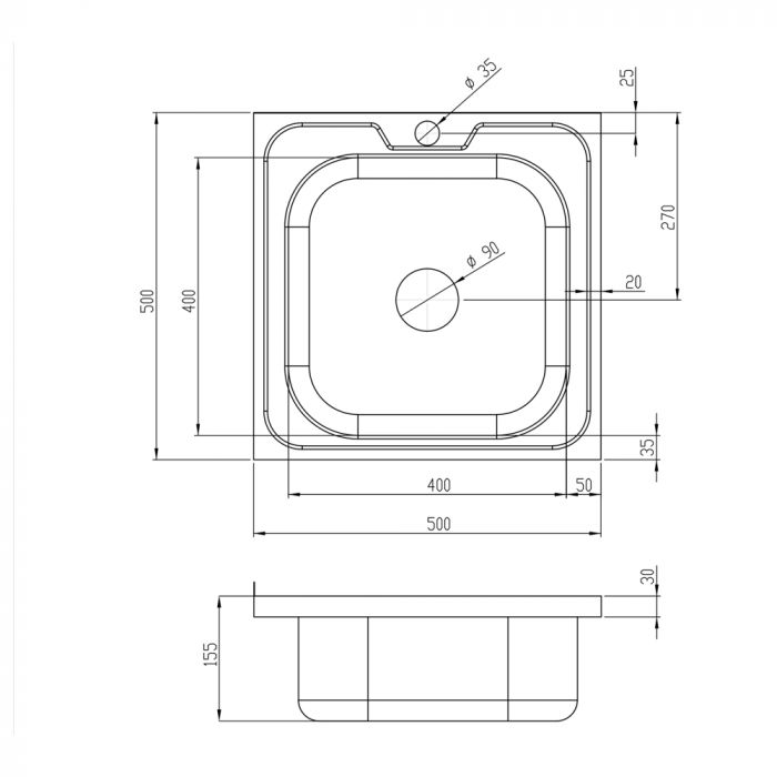 Кухонная мойка Lidz 5050 0,6мм Satin (LIDZ5050SAT06)